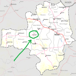 Map of ZZamfara showing Anka