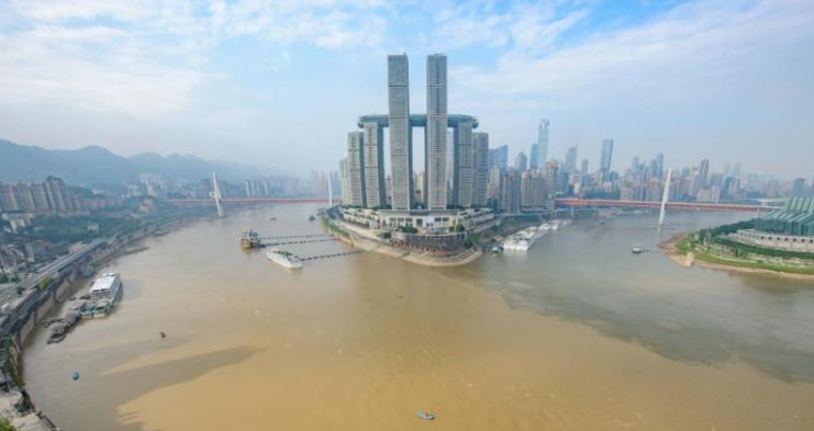 Confluence of Jialing and Yangtze Rivers in Chongqing, China