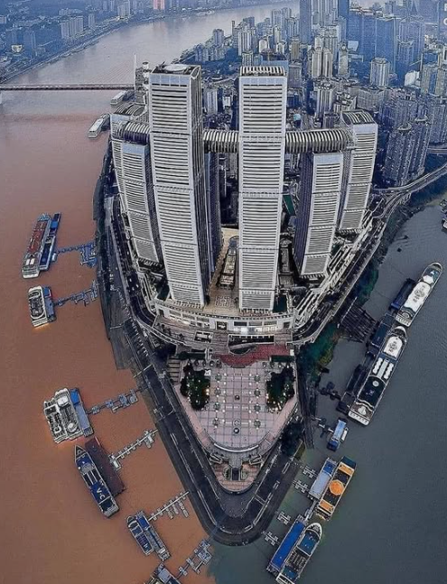 Confluence of Jialing and Yangtze Rivers in Chongqing, China: Where two rivers of different colors merge into a single flow