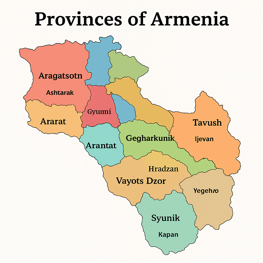 Provinces of Armenia with Capitals, Land Area, Population & Other Key Facts
