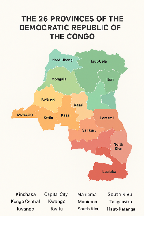 The 26 Provinces of DRC (Democratic Republic of Congo) with History, Geography & Culture