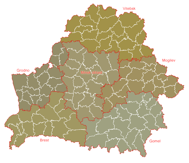 List of Belarus Districts and Regions
