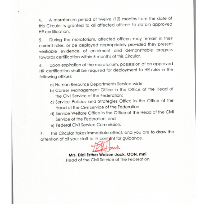 Circular on FG Gives HR Personnel 12 Months to Obtain Professional Certification 3